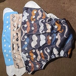 3 cloth pocket diapers & new microfiber inserts